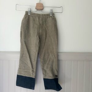 Vintage Miki House Boys 110 4T Tan Joggers with Navy Jean Hem